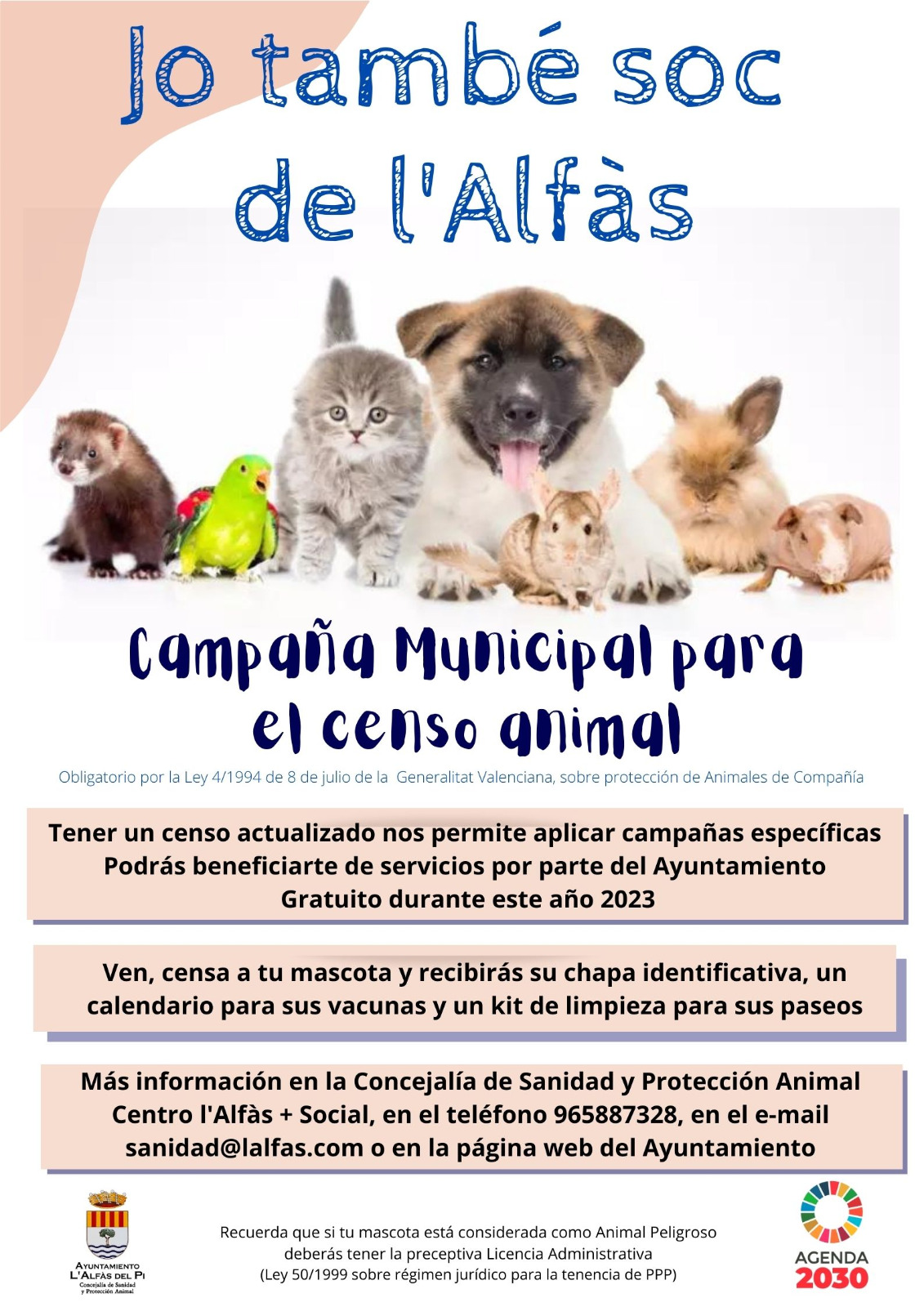 L’Alfàs registra un centenar de mascotas en el Censo Animal Municipal durante el primer mes