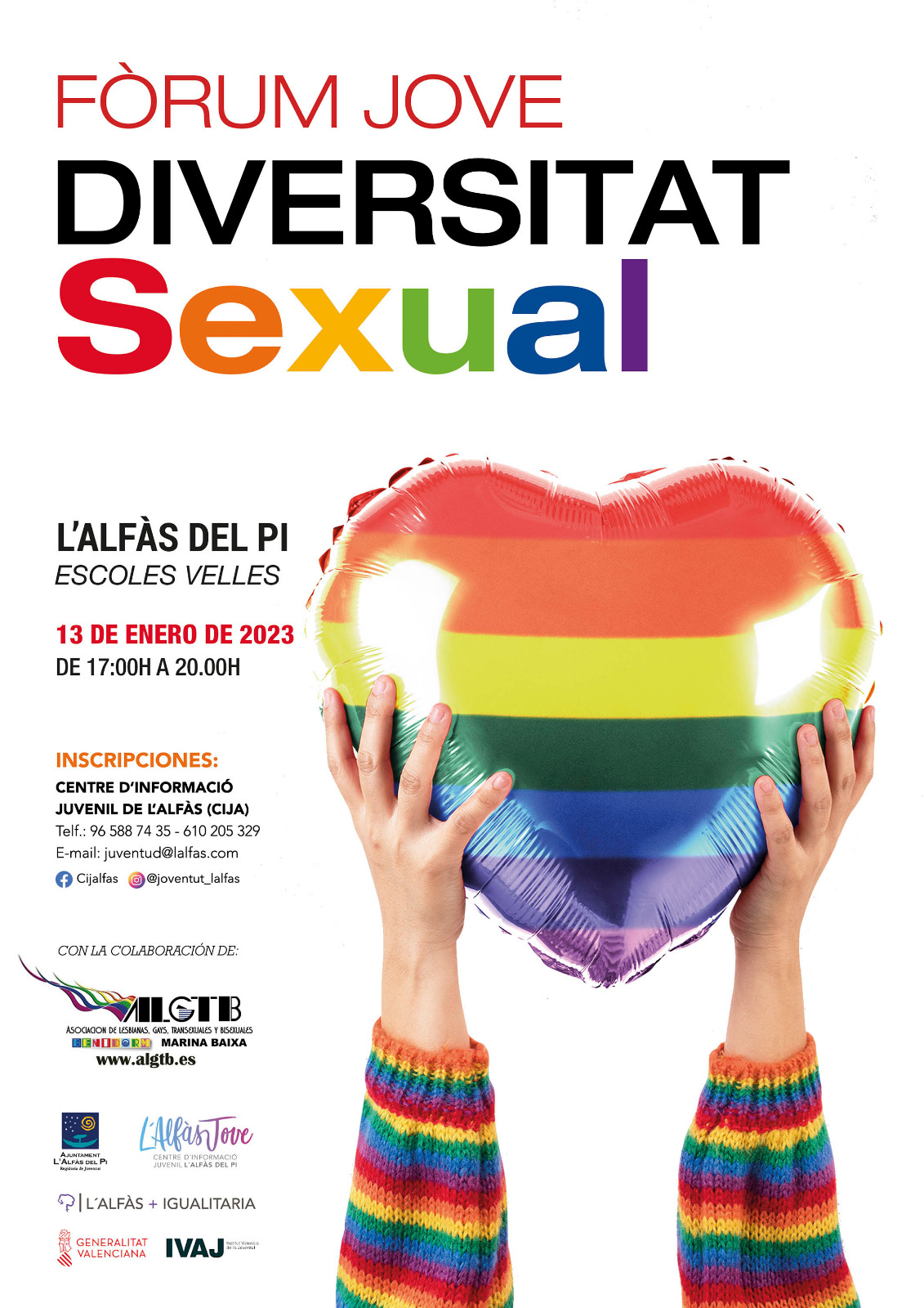 El Espai Cultural Escoles Velles acoge mañana un Fòrum Jove sobre diversidad sexual