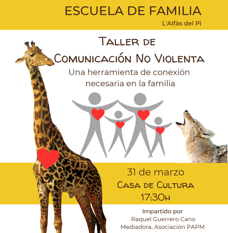 Mañana viernes participa en el taller de comunicación no violenta para familias en la Casa de Cultura