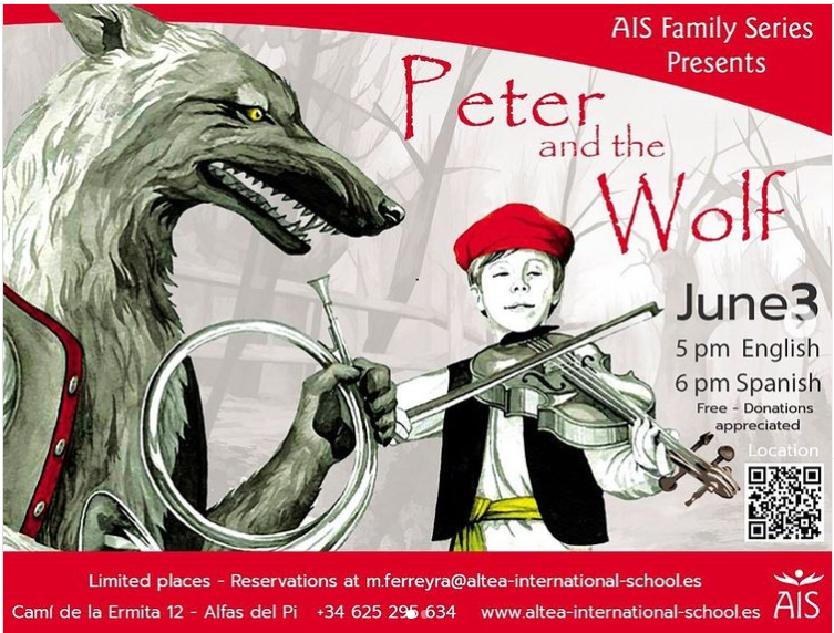 En su 10º aniversario AIS International School ofrece el sábado 3 de junio el concierto Pedro y el Lobo