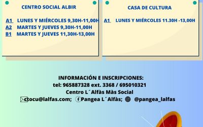 La oficina Pangea de l’Alfàs ofrece 5 cursos gratuitos de Español y 1 de zumba para residentes internacionales