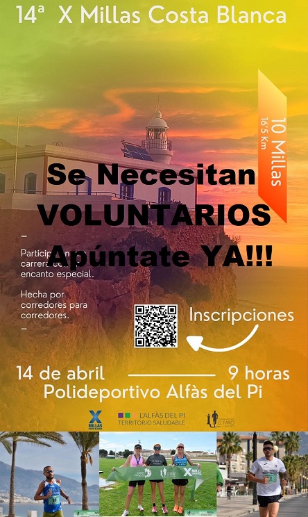 El Club de Atletismo El Faro busca voluntarios para colaborar en las X Millas Costa Blanca 2024