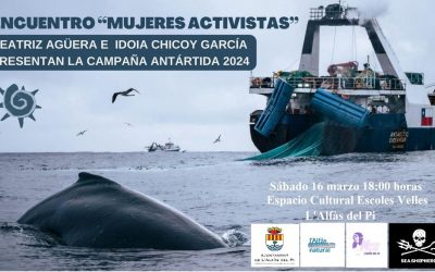 Las activistas de Sea Shepherd Idoia Chicoy y Beatriz Agüera participan este sábado en un encuentro en l’Alfàs