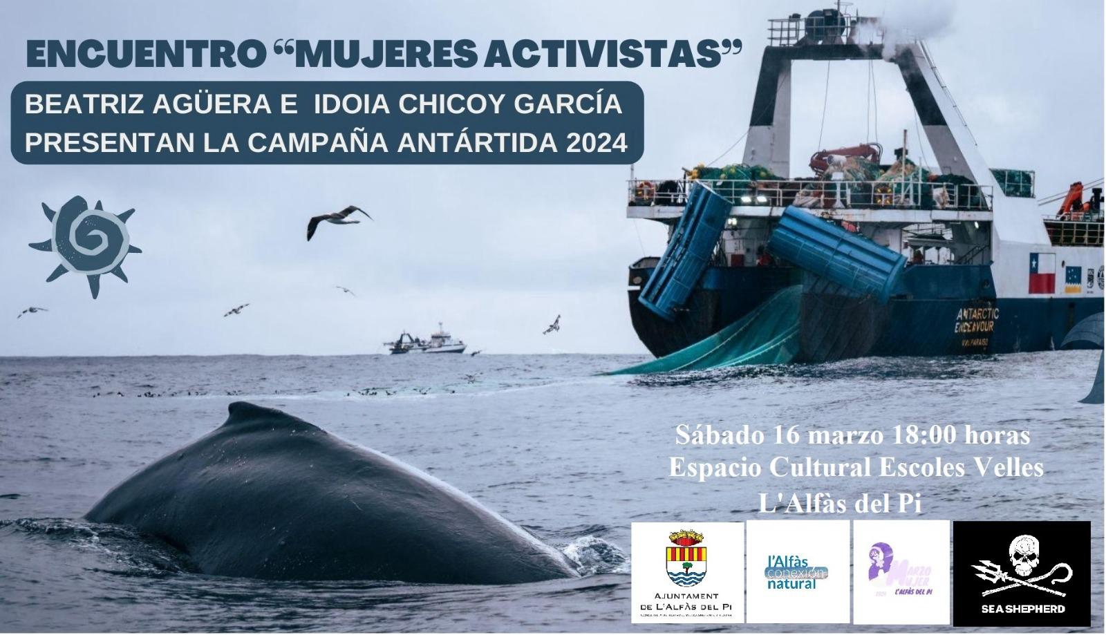 Las activistas de Sea Shepherd Idoia Chicoy y Beatriz Agüera participan este sábado en un encuentro en l’Alfàs