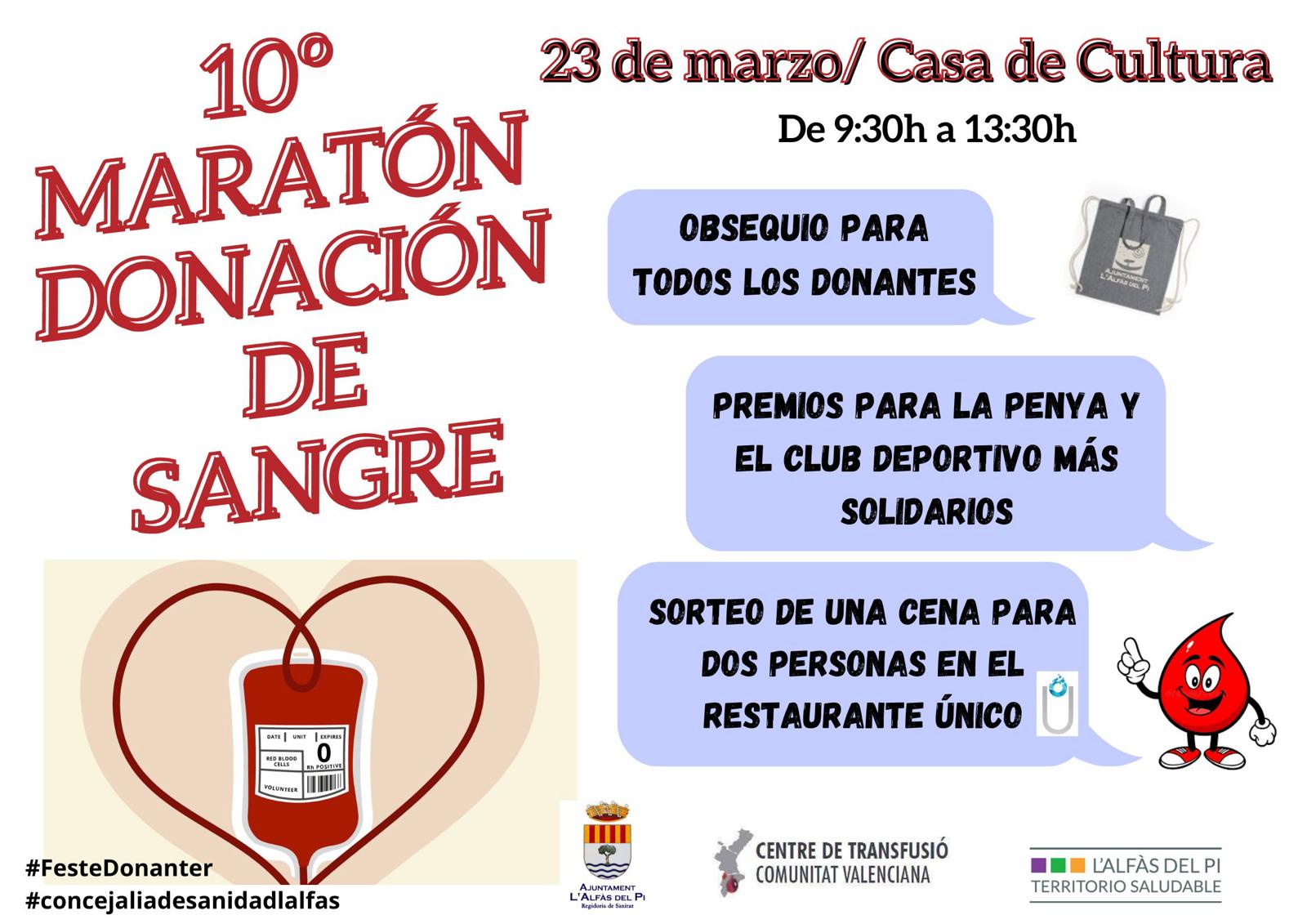 Participa mañana sábado en el décimo Maratón Solidario de Donación de Sangre de l’Alfàs