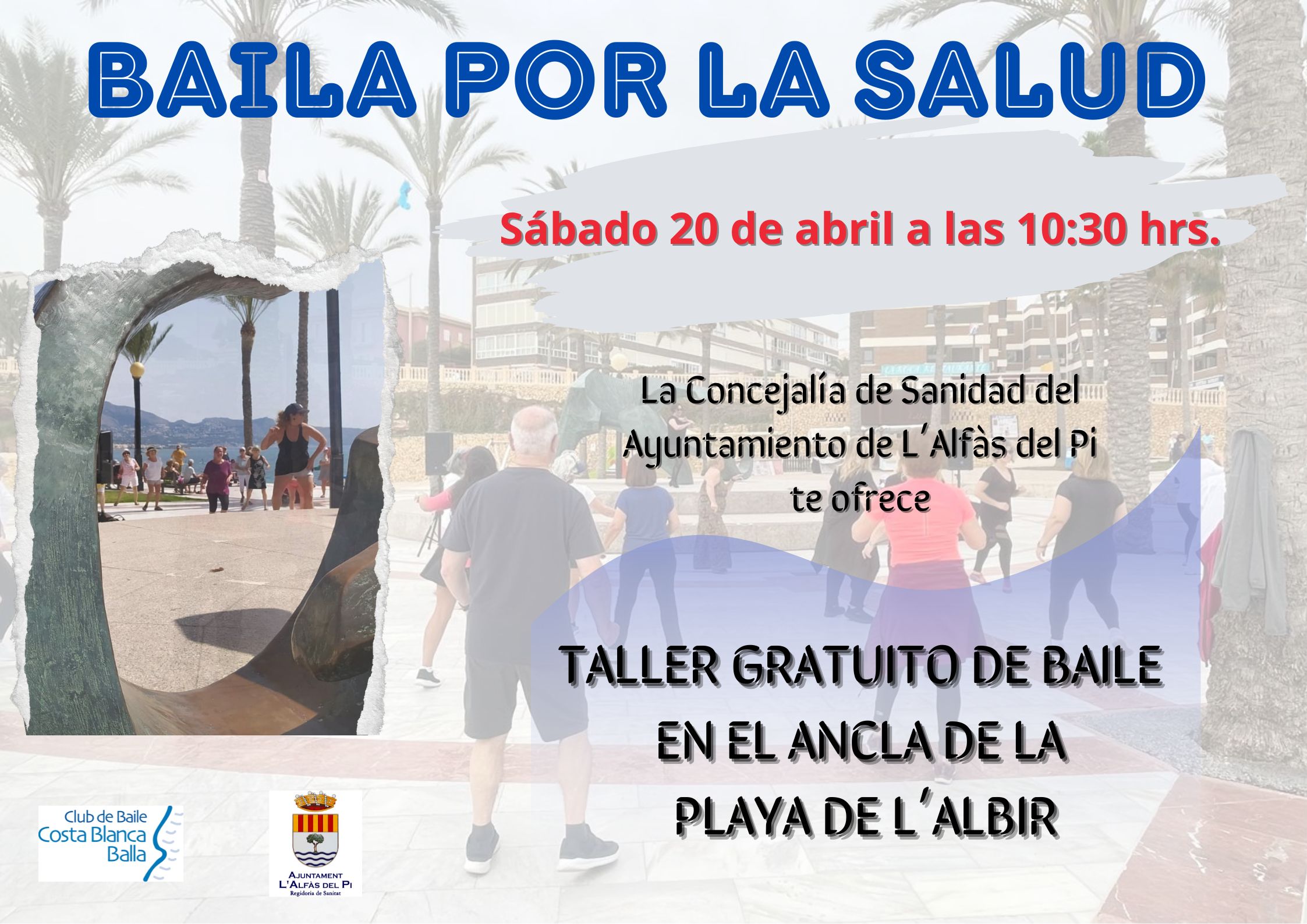 Anímate y ven mañana sábado al taller gratuito de Baile Saludable en la playa de l’Albir