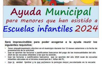 El Ayuntamiento de l’Alfàs abre el plazo de solicitud de ayudas municipales para las escuelas infantiles