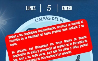Los Reyes Magos irán directamente a la Parroquia de San José de l’Alfàs a las 18:00 horas