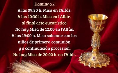 Las Iglesias San José de l’Alfàs y Espíritu Santo de l’Albir celebran la solemnidad del Corpus Christi este domingo