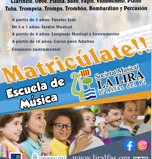 Últimos días para matricularse en los nuevos cursos de la Escuela de Música La Lira de l’Alfàs